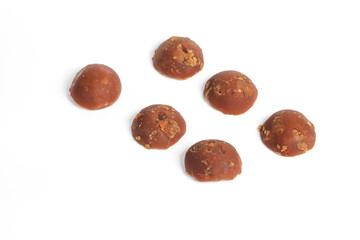 collection of Javanese sugar half pieces isolated on white background