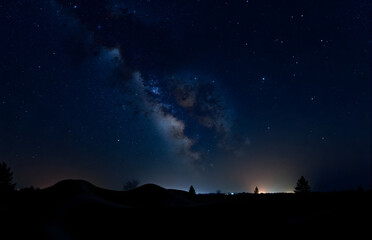 Silhouette of the Earth Under the Starry Sky