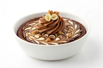 Delicious Swirled Chocolate Brownie Dessert in a Bowl Creamy topping and crunchy bits