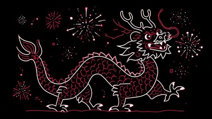 Festive Cartoon Dragon Breathing Sparkles for Lunar New Year Celebration