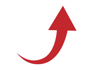 シンプルな赤色上矢印　やじるし　アップ　上昇　UP　記号　シルエット　ベクター素材