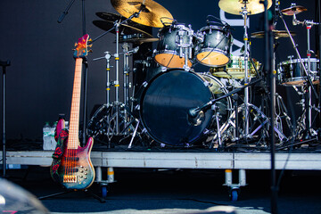 Drum Set and Bass Guitar