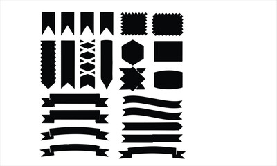 Set of White Ribbons, Banners, badges, Labels - Design Elements 