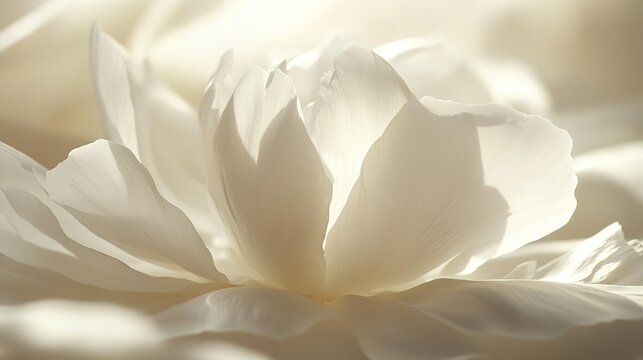 Close-up of ivory camellia highlighting delicate petals and soft texture on pure white background, serene floral beauty with natural lighting for luxury packaging, wedding invitations, skincare ads or