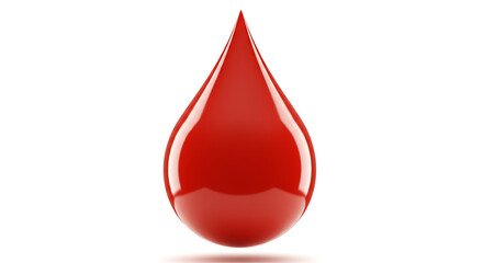 Obraz premium A close-up, studio-style image of a singular, vibrant red blood drop, against a plain backdrop. Its sleek, reflective surface is smooth and pristine, symbolizing health, donation and medicine.