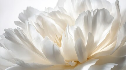 Close-up of ivory camellia highlighting delicate petals and soft texture on pure white background, serene floral beauty with natural lighting for luxury packaging, wedding invitations, skincare ads or