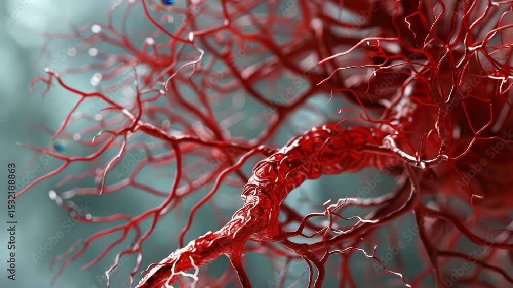 Poster Red vascular structure illuminated in high detail showcasing intricate patterns in a 4k resolution setting
