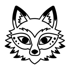 A hand drawn style icon of fox mask
