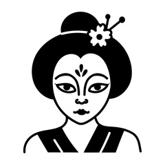 A sketchy style icon of geisha makeup

