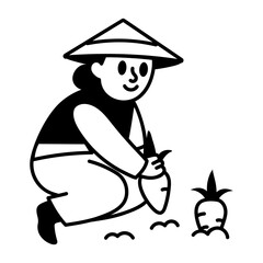 A hand drawn style icon of harvesting
