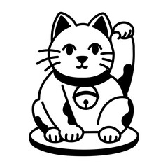 A doodle style icon of maneki neko
