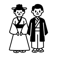A drawing style icon of shinto wedding

