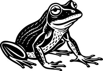 A frog sitting on its hind legs, isolated on a white background. Frogs, Pond, Nature, Water Lilly