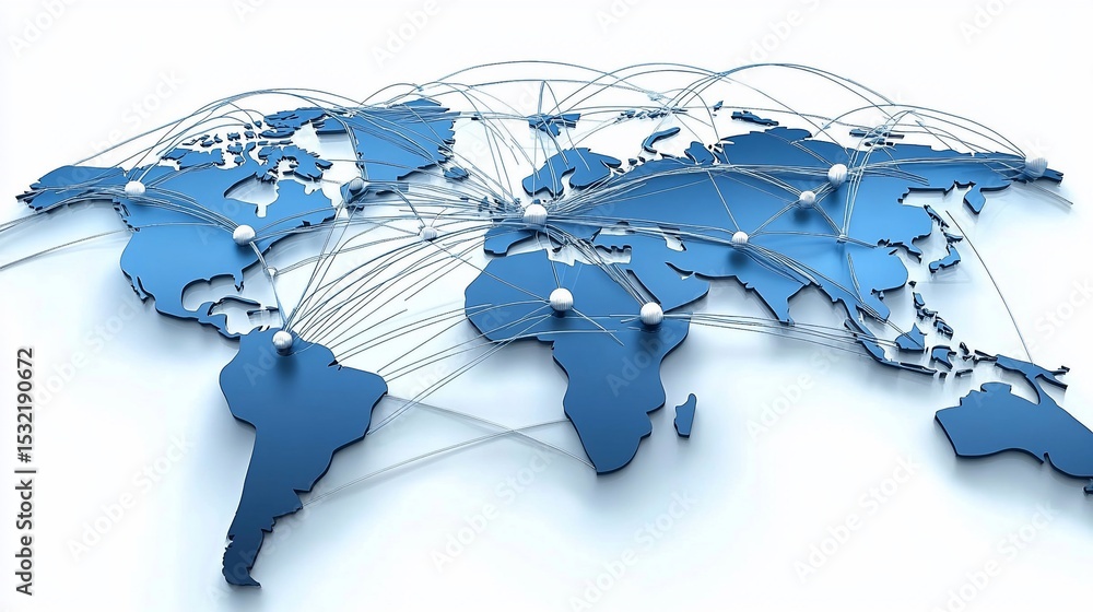 Poster global network connectivity: a world map illustrating global connections
