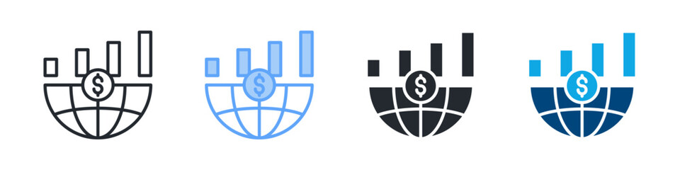 Global Economy Icon Outline Style. Vector Illustration For Graphic Design