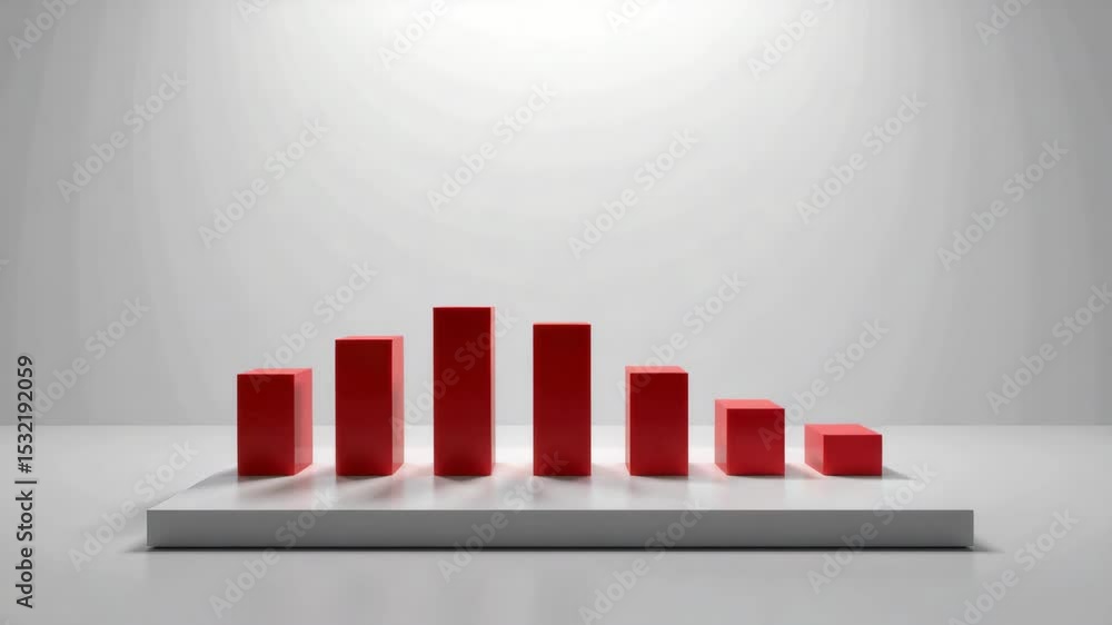 Poster a 3d red bar graph displays five ascending columns on a plain white platform with a light grey backg