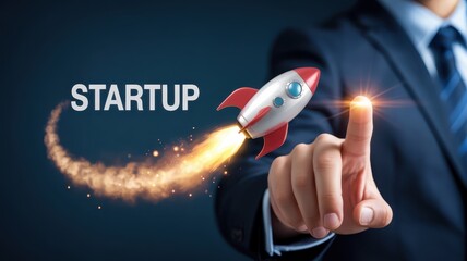 Rocket launching, signifying a new startup.