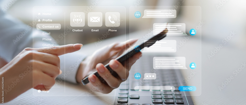 Poster customer support and communication with ai chatbots and virtual assistants on mobile devices.
