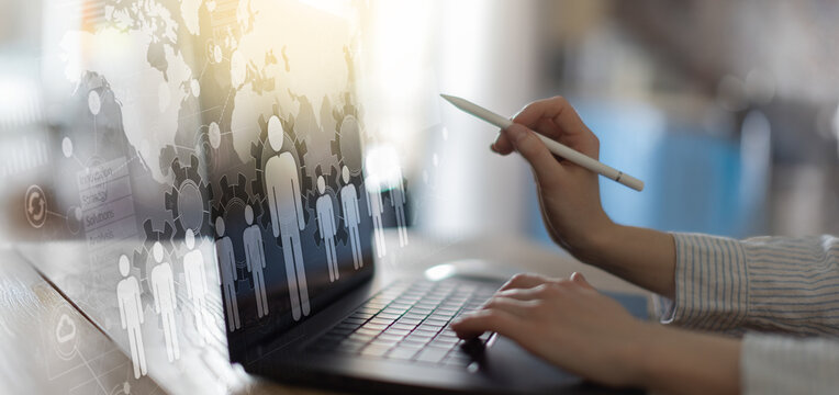 Global Human Resources Management and Workforce Analytics on a Digital Interface.