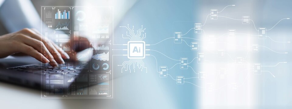 AI and Data Processing for Enhanced Insights on a Wide Banner, Business and Technology Concept.