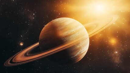 Majestic view of a gas giant planet with stunning rings illuminated by a distant sun in space - Powered by Adobe