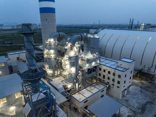 aerial view power station at night