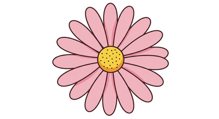 A delightful cartoon pink daisy radiating innocent charm and playful energy perfect for on transparent background