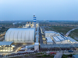 aerial view power station at night