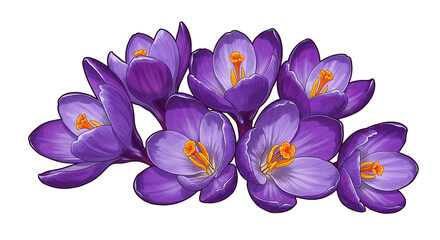 A charming bouquet of purple crocuses symbolizing spring s arrival and new beginnings against on transparent background
