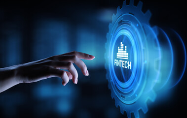 Fintech Financial technology Cryptocurrency investment and digital money. Business concept on virtual screen.