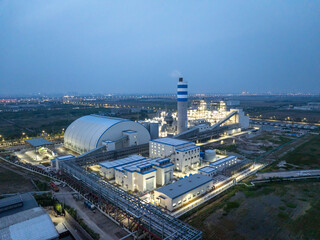 aerial view power station at night
