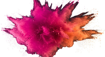 An energetic explosion of pink orange powder symbolizing excitement creativity and colorful on transparent background