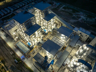 aerial view power station at night