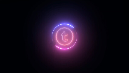 Neon Letter T Logo with Circular Gradient Outline on a Dark Background stylized letter t