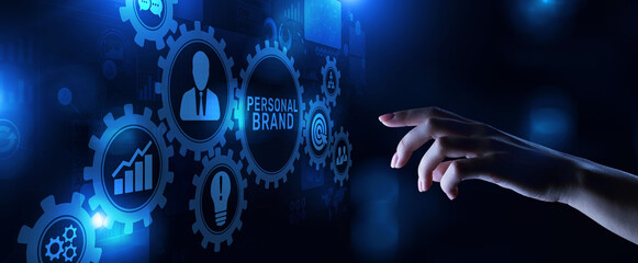 Personal branding development marketing concept on virtual screen.