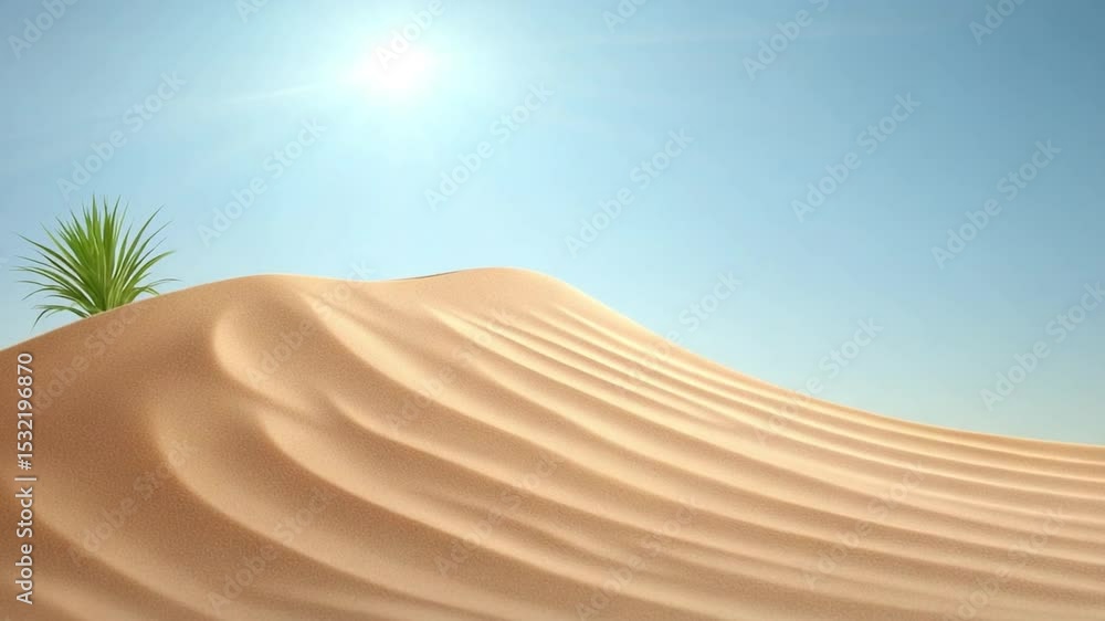 Poster desert serenity: a vast and tranquil desert landscape stretches beneath a clear blue sky. gentle san
