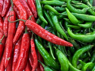red and green chili peppers