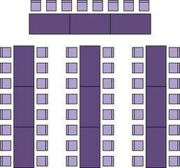 Seat plan, wedding, reception, restaurant, seminar, school, top view, chair and table, architectural plan with blueprint, customizable stroke, vector, illustration