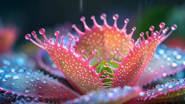 close up view of a Venus flytrap plant with clear detail view