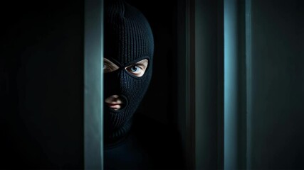 Intruder lurks in the shadows of a dimly lit hallway during a late night