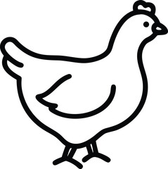 Single line shows a chicken standing with both feet on the ground