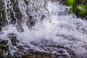 Artificial waterfall in the suburbs of Nizhny Tagil, Rush River, Staratel. Shooting at a short shutter speed of 1/8000 seconds, freezing effect.