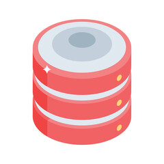 Here is an isometric icon of database system storage