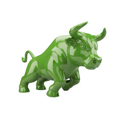 Fototapeta premium 3D Green Glass Bull Icon - Stock Market Bullish Trend Symbol, Finance & Investment Graphic, Isolated on Transparent Background PNG