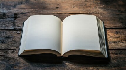 Fototapeta premium Open book on wooden table