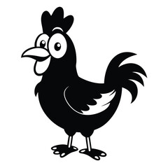 A cheerful cartoon rooster stands with its vibrant plumage prominently displayed for everyone to see