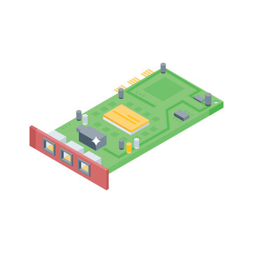 Here is an isometric icon of fpga card computing board