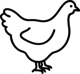 Simple black outline shows a domestic chicken with a classic poultry form
