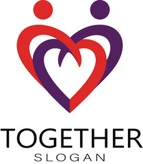 Togetherness Love Logo: Community, Partnership, Relationship, Unity, and Teamwork Abstract Design Icon