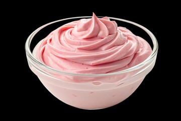 Delicious Pink Whipped Cream Dessert in Glass Bowl Swirls Creamy Texture Sweet Treat Food Photography